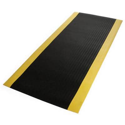 Tapis de sol anti fatique à nervures Noir, jaune 90 x 300 cm