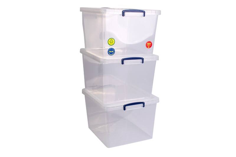 Really Useful Box Kunststof Opbergbox 33,5 l Transparant 38,3 x 46 x 28,5 cm 3 Stuks
