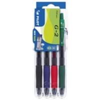 Pilot FriXion G-2 Pen 0,7 mm Zwart, blauw, groen, rood Pak van 4