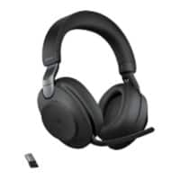 Jabra Evolve2 85 MS Draadloos Stereo Headset Over het hoofd Noise Cancelling Bluetooth, 3,5 mm Jack Male, USB Type-A met Microfoon Zwart