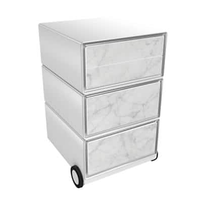 Armoire à tiroirs sur socle mobile Paperflow Marbre blanc avec 4 tiroirs 390 x 436 x 642 mm