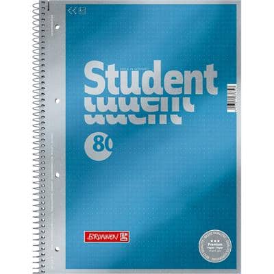 Cahier à spirales BRUNNEN Student Premium A4 Bleu Couverture en carton Points 80 feuilles