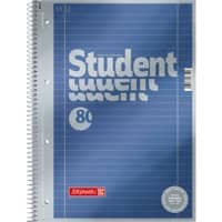 Cahier à spirales BRUNNEN Student Premium A4 Bleu Couverture en carton Ligné 80 feuilles