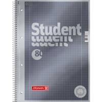 BRUNNEN Student Premium Notitieboek A4 Gelinieerd Spiraalbinding Zijgebonden Karton Grijs Geperforeerd 160 Pagina's 80 Vellen