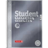 BRUNNEN Student Premium Notitieboek A4 Gelinieerd Spiraalbinding Zijgebonden Karton Grijs Geperforeerd 160 Pagina's 80 Vellen