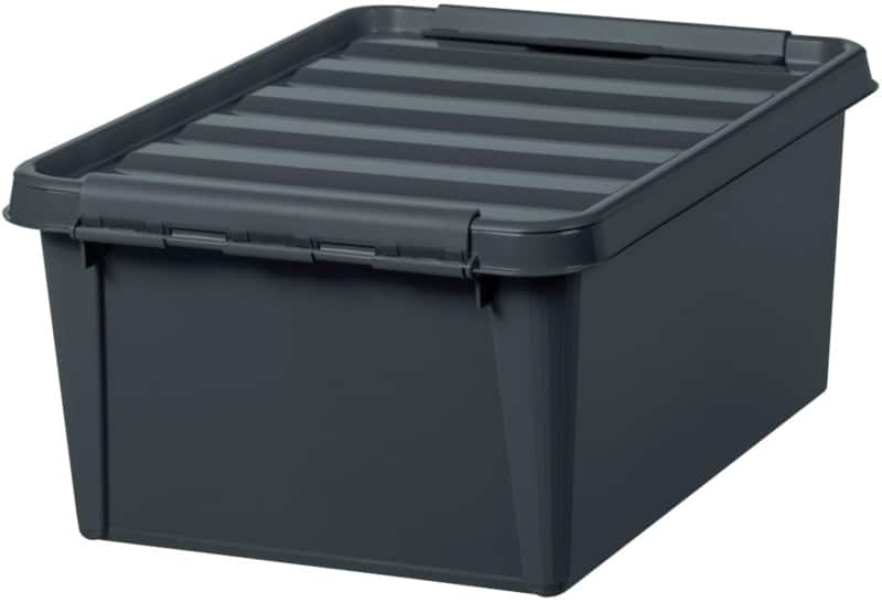 SmartStore Gerecycled Kunststof Magazijnbak 14 l Met deksel Grijs 30 x 40 x 18 cm