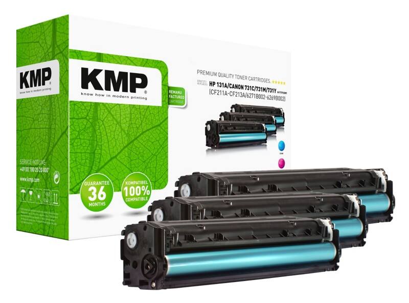 KMP Compatibel HP 131A Tonercartridge U0SL1AM Cyaan, Magenta, Geel Multipak 3 Stuks