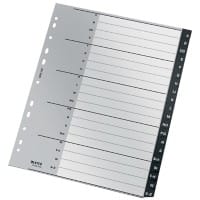 Intercalaires Leitz Recycle 1207 A4 Maxi Noir 20 onglets 11 trous Plastique 90% recyclé A - Z allemand