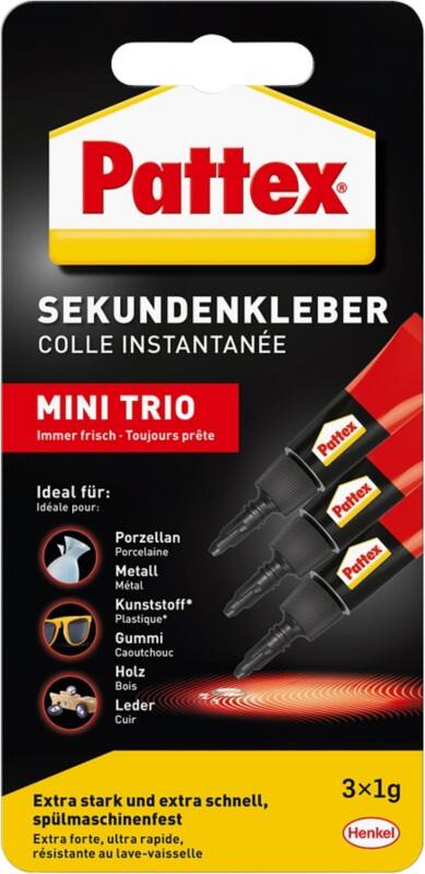 Pattex Secondelijm Permanent Vloeibaar Transparant PSMT3 3 Stuks à 1 g