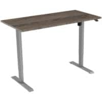 Bureau euroseats Logan Rectangulaire Hauteur réglable électriquement Chêne Bois, métal Gris 1200 x 800 x 1235 mm