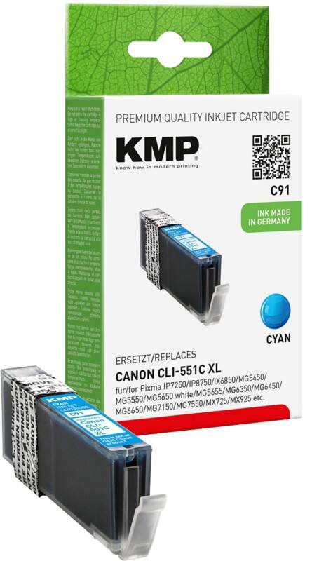 Cartouche jet d’encre KMP C91 compatible avec Canon CLI-551C XL Cyan