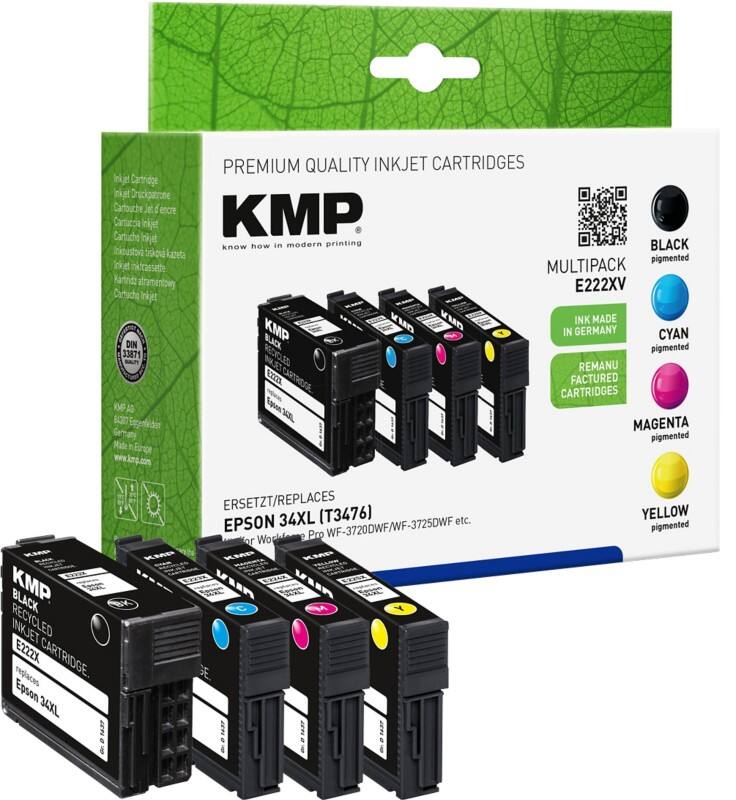 KMP Compatibel Epson 34XL Inktcartridge C13T34764010 Zwart, cyaan, magenta, geel Multipak  4 Stuks