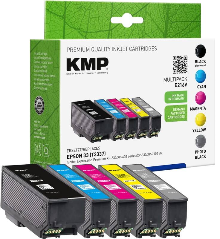 KMP Compatibel Epson 33 Inktcartridge C13T33374011 Zwart, Fotozwart, Cyaan, Magenta, Geel