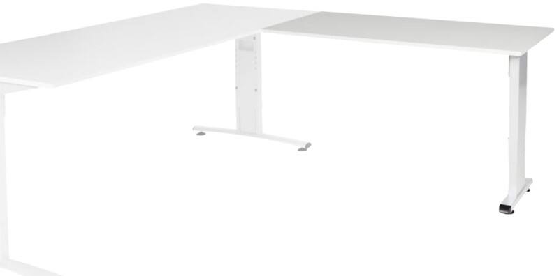 Extension de bureau Schaffenburg Linesto Plus Hauteur ajustable Rectangulaire Blanc T-Pied 1200 (l) x 600 (p) x 655 (H) mm Mélamine