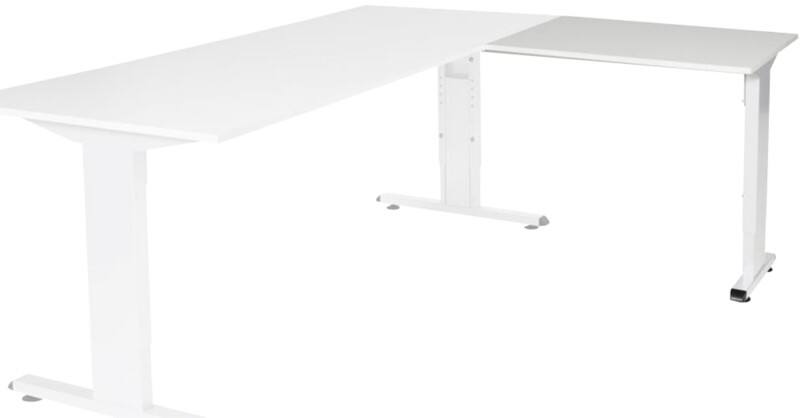 Extension de bureau Schaffenburg Linesto Plus Hauteur ajustable Rectangulaire Blanc T-Pied 800 (l) x 600 (p) x 655 (H) mm Mélamine