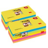 Post-it Miami Super Sticky Notes 76 x 76 mm Kleurenassortiment Blanco 24 blokken à 90 Vellen Voordeelverpakking 18 + 6 gratis
