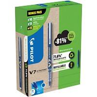 Stylo roller Pilot V7 Bleu Lot de 10 stylos et 30 recharges