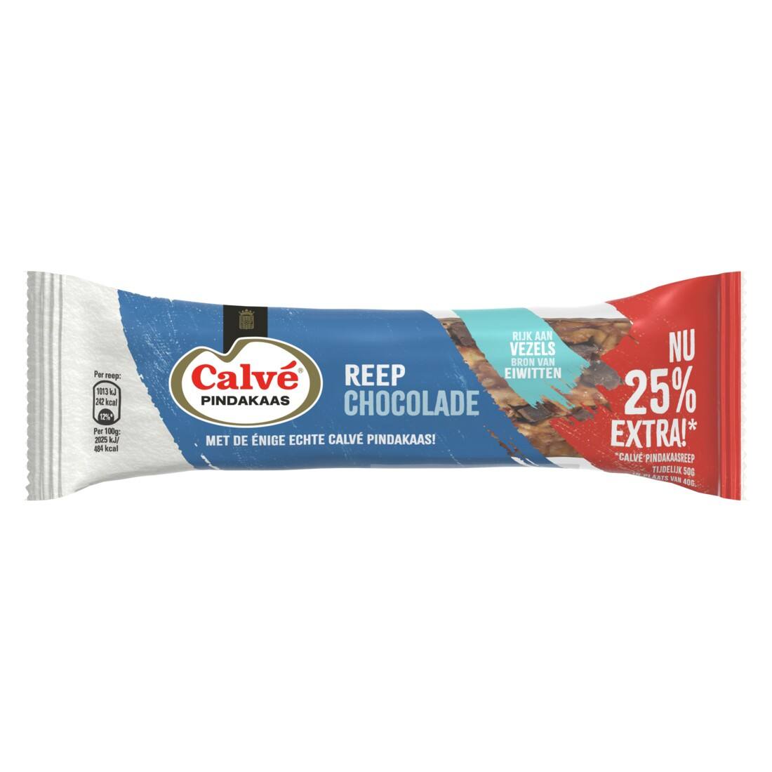 Calve Pindakaas reep Chocola 50 g per Pak van 12