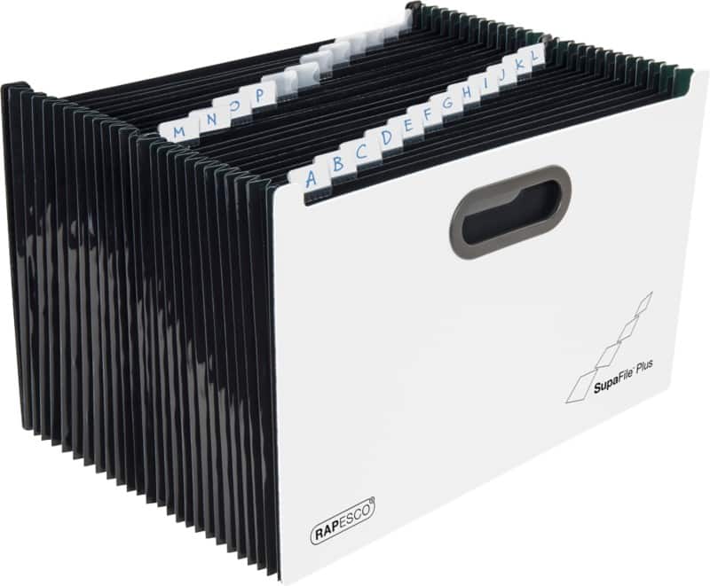 Rapesco SupaFile Harmonicamap 26 Vakken A4 PP (Polypropeen) Blanco Wit, zwart 1622
