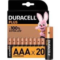 Piles Duracell Plus 100 AAA 20 unités