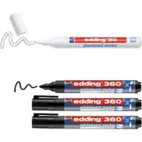 edding 360 Whiteboard-, glassboardmarker E-360 + E-90 Bullet Zwart, wit 4 Stuks