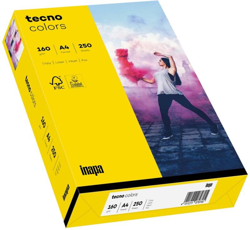 Papier couleur tecno colors A4 Jaune vif 160 g/m² 250 Feuilles
