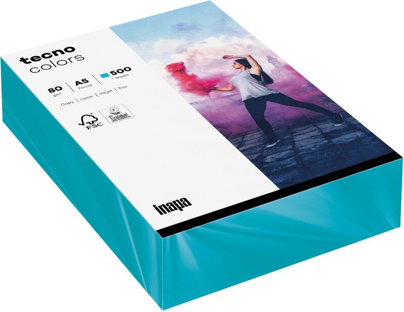 tecno A5 Gekleurd papier Blauw 80 g/m² Mat 500 Vellen