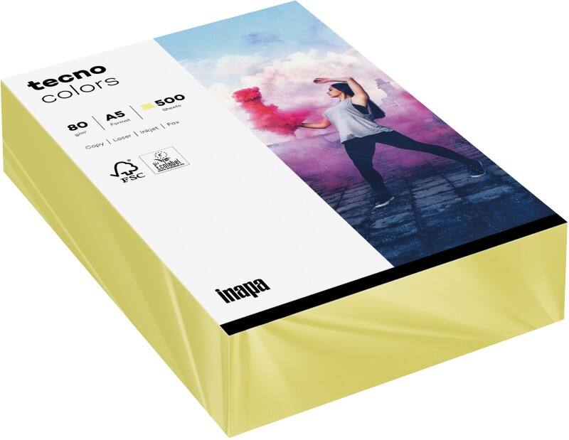 Papier couleur A5 tecno Jaune 80 g/m² 500 Feuilles