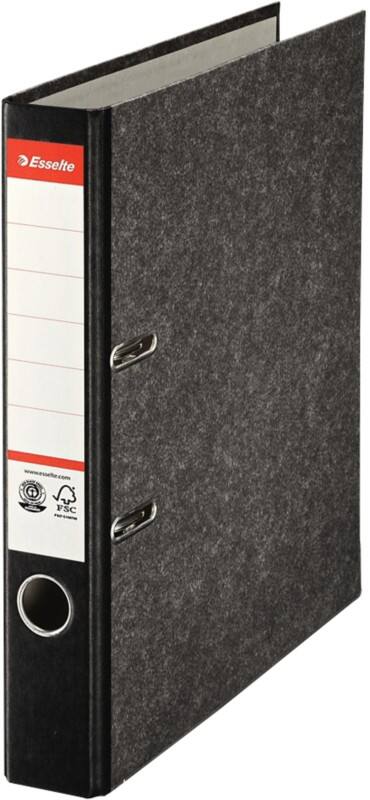 Classeur à levier Esselte Étroit Essentials A4 52 mm Noir 2 Anneaux 56997 Carton Effet Marbre Portrait