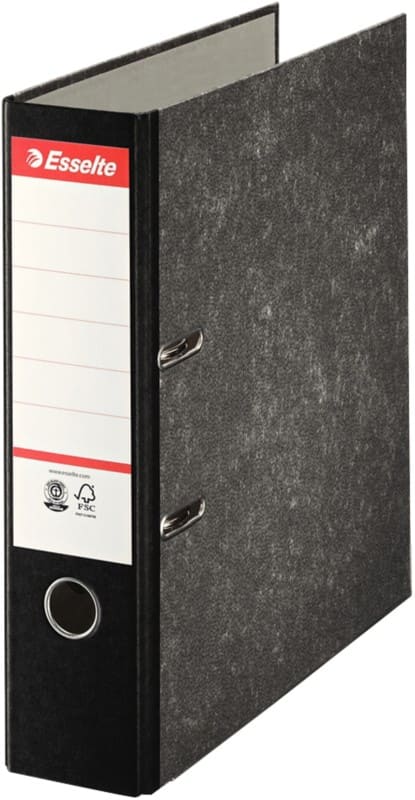 Classeur à levier Esselte Large Essentials A4 72 mm Noir 2 Anneaux 46997 Carton Effet Marbre Portrait