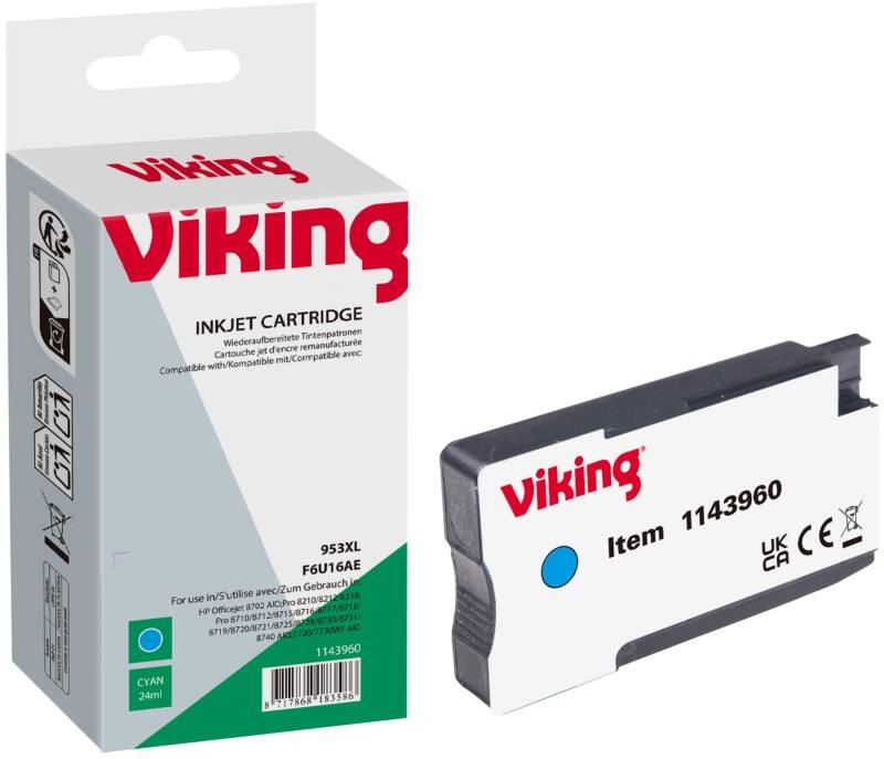 Viking 953XL compatibele HP inktcartridge F6U16AE cyaan