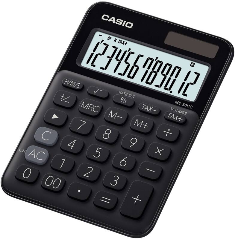 Calculatrice de bureau Casio MS-20UC-BK 12 chiffres Noir