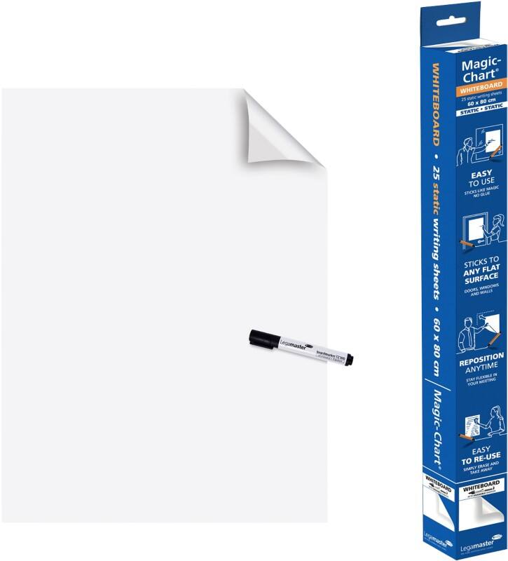 Legamaster Magic-Chart XL Whiteboardfolie 7-159154 120 x 90 cm Effen Wit Rol van 15 vellen