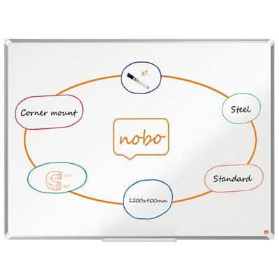 Nobo Premium Plus whiteboard 1915156 wandmontage magnetisch gelakt staal 120 x 90 cm