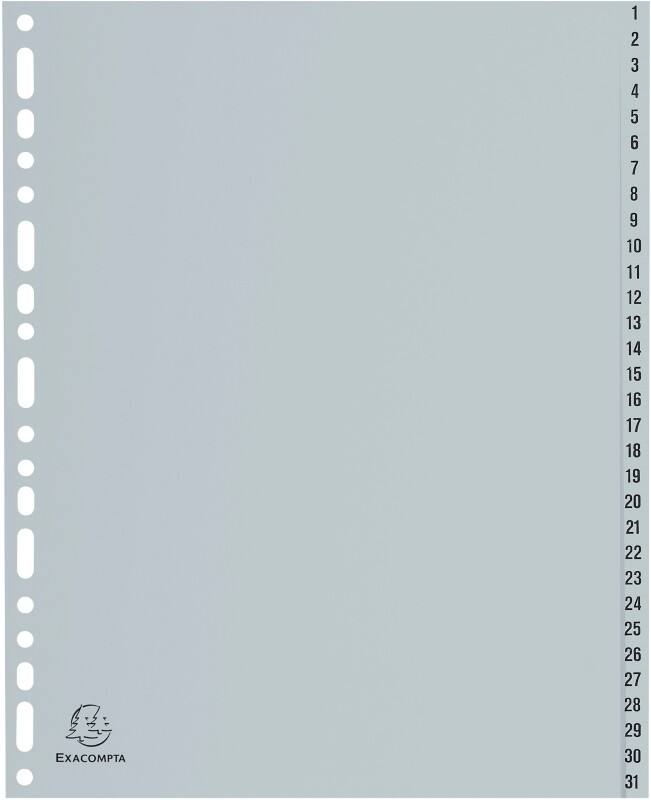 Exacompta Tabbladen Grijs 12 tabs Polypropyleen 1 tot 31 5 Stuks