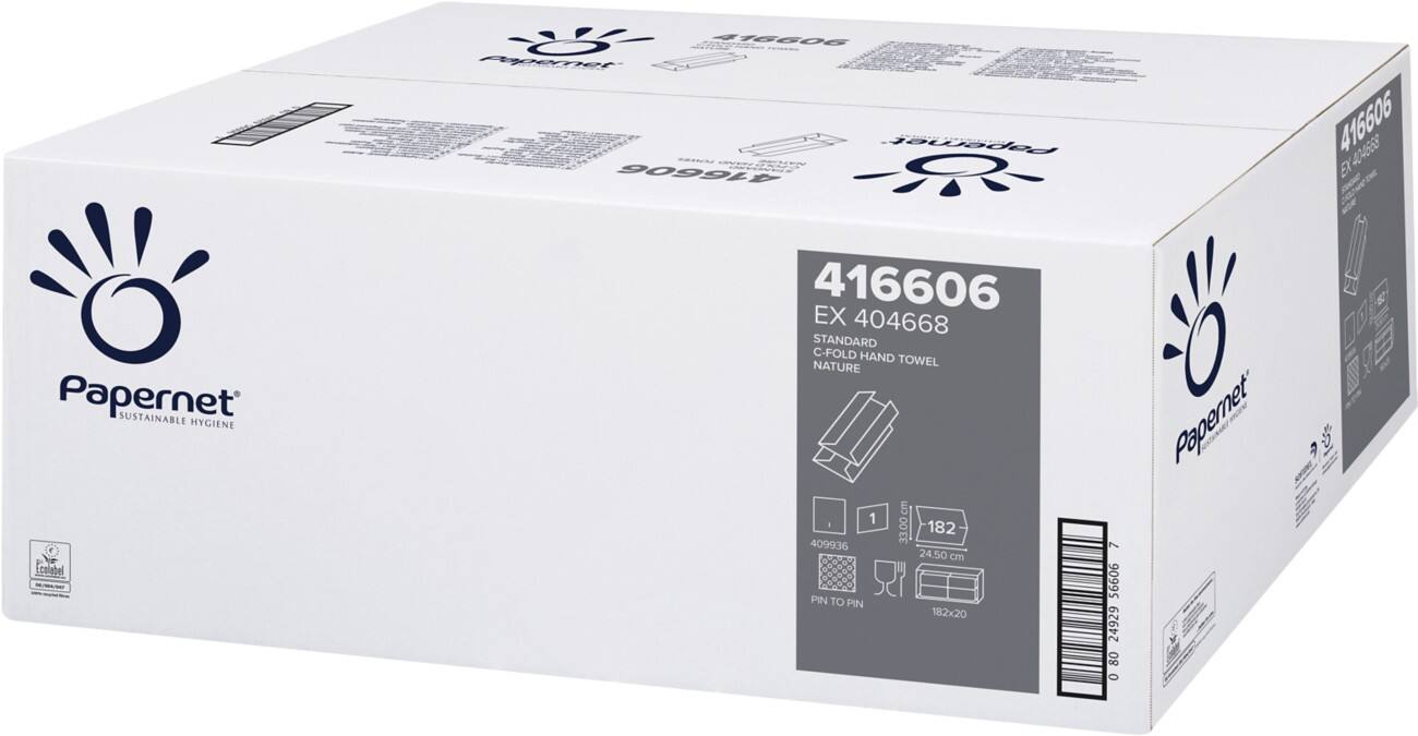 Papernet Handdoeken 416606 1- lgs C-vouw Natural Pak van 20 x 182 Vellen