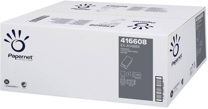 Papernet Standard Papieren handdoeken V-vouw Natuur 1-laags 416608 20 Stuks à 250 Vellen