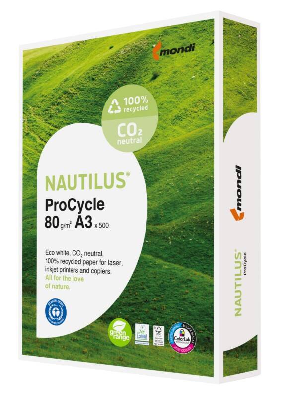 Nautilus ProCycle A3 Kopieerpapier  80 g/m² Glad Wit 500 Vellen