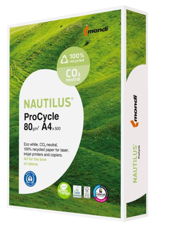 Nautilus ProCycle A4 Kopieerpapier  80 g/m² Glad Wit 500 Vellen