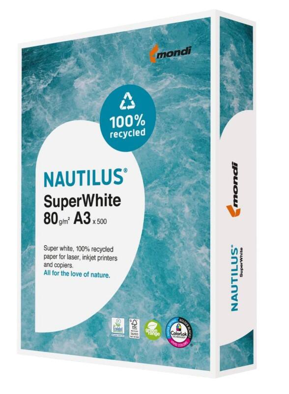 Nautilus SuperWhite A3 Kopieerpapier  80 g/m² Glad Wit 500 Vellen
