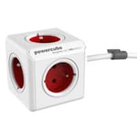 Multiprise Allocacoc PowerCube 4 Ports Type E 1.5 m Blanc, Rouge