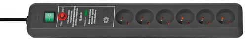 Multiprise Brennenstuhl Secure-Tec 1159541376 6 Prises Type E 3 m Avec interrupteur et parasurtenseur Noir