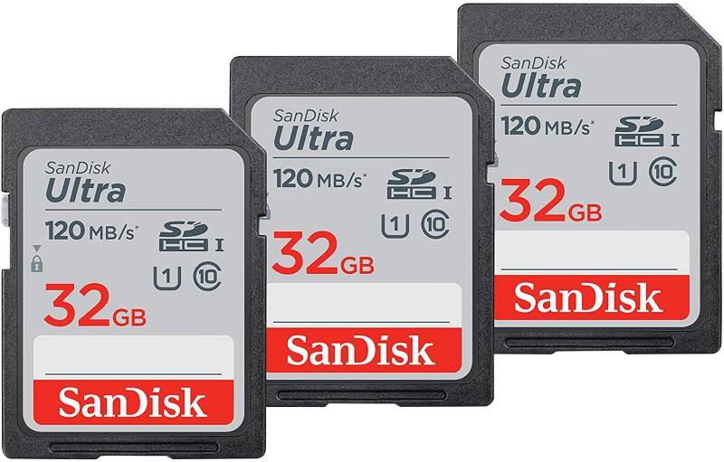 SanDisk Ultra-geheugenkaart 32 GB SDHC UHS-I klasse 10 Verpakking van 3 stuks