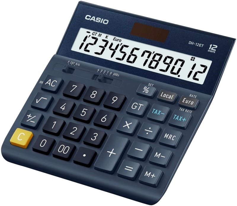 Calculatrice de bureau Casio DH-12ET 12 touches Écran LCD Bleu