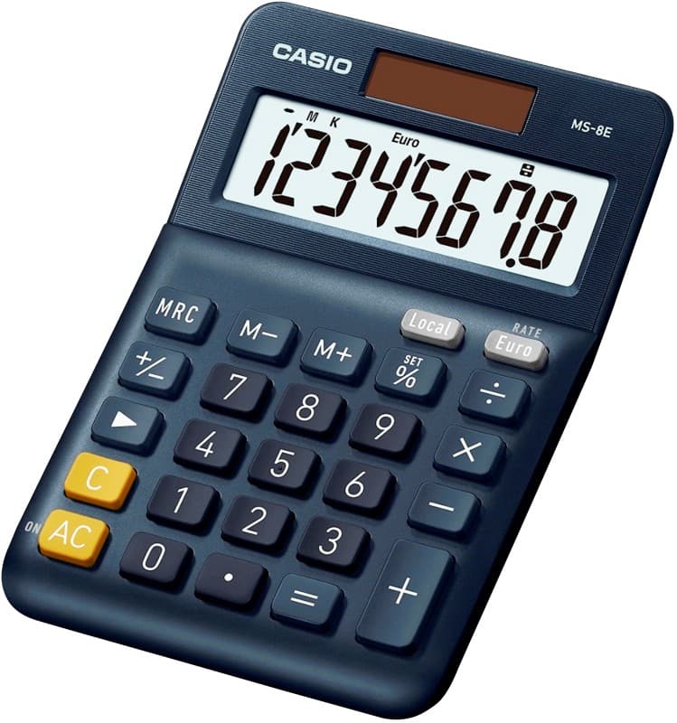 Calculatrice de bureau Casio MS-8E 8 touches Écran LCD Bleu marine