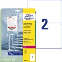 Avery L8002-10 Antimicrobiële etiketten 210 x 297 mm Wit 10 Vellen à 2 Etiketten