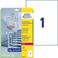 AVERY Zweckform Laser Antimicrobiële etiketten L8011-10 klevend A4 Transparant 210 x 297 mm 10 Vellen à 1 Etiket