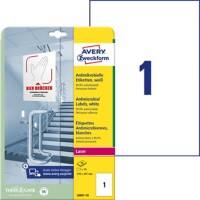 AVERY Zweckform Laser Antimicrobiële etiketten L8001-10 klevend A4 Wit 210 x 297 mm 10 Vellen à 1 Etiket