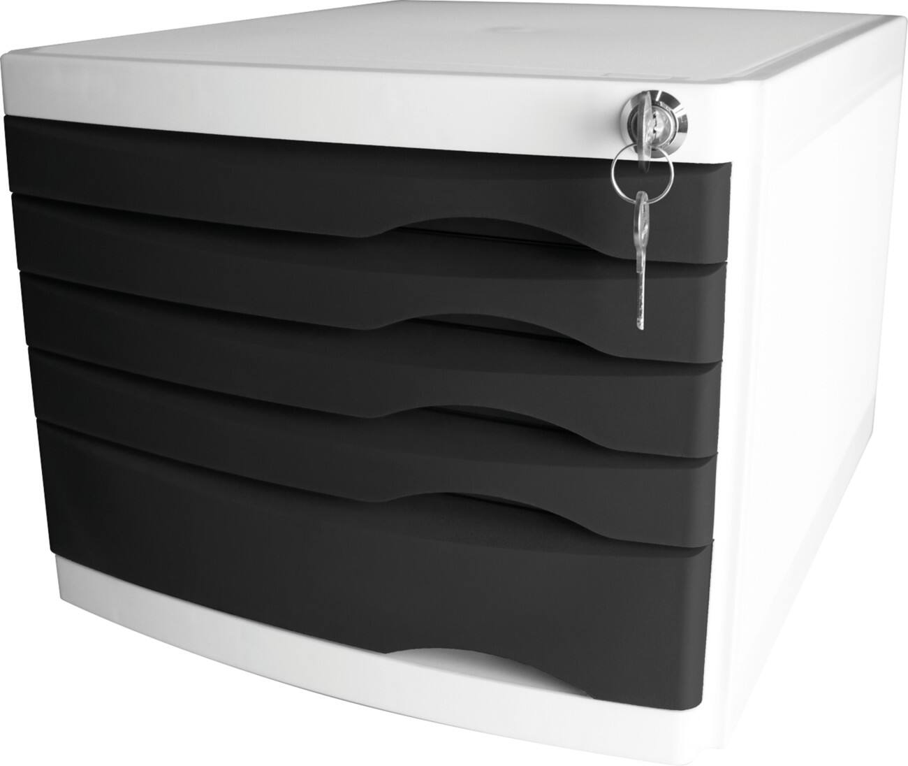 Module à tiroirs Helit à 5 tiroirs The Safe A4 Plastique Noir 230 x 300 x 355 mm