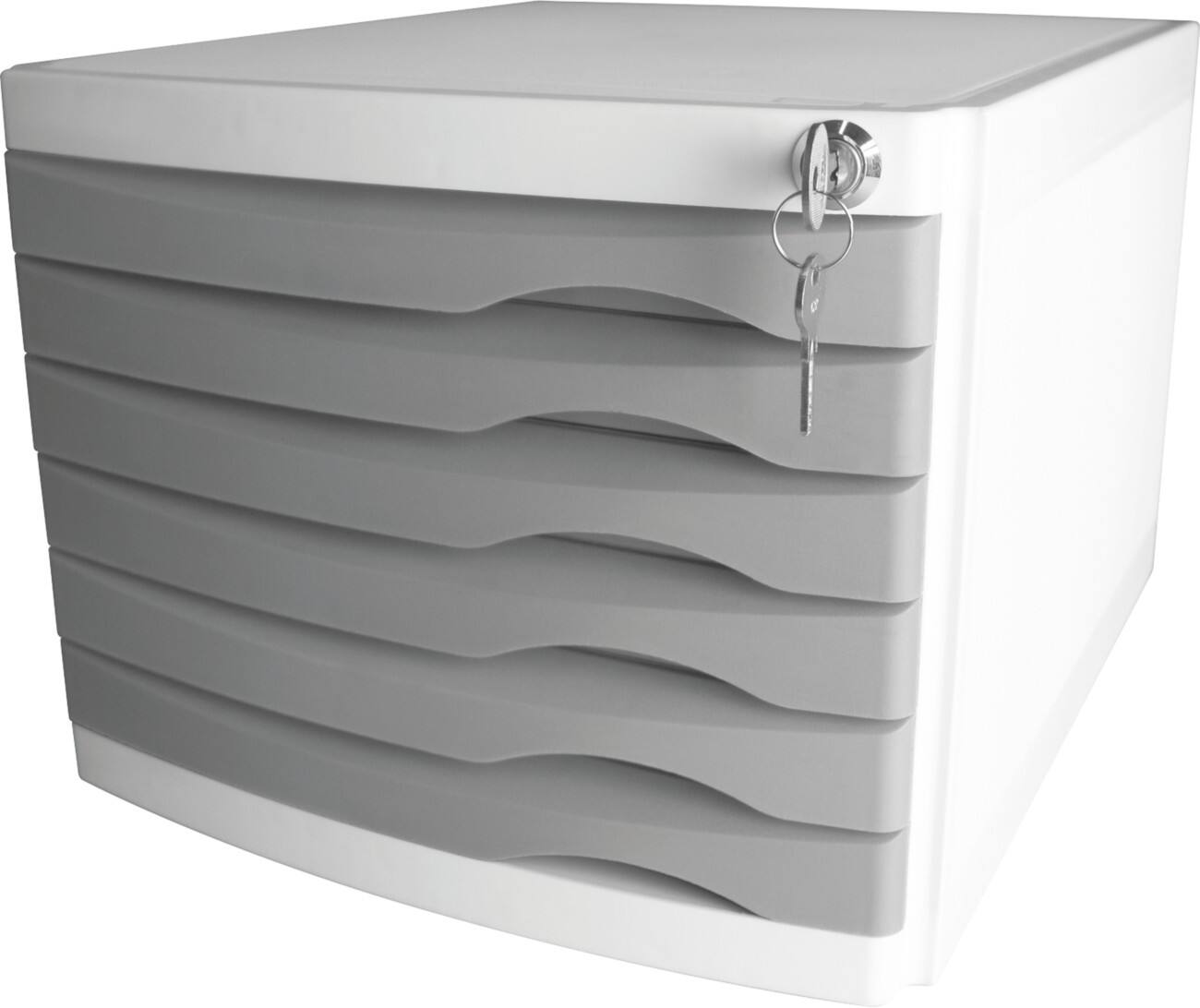 Module à tiroirs Helit à 6 tiroirs The Safe A4 Plastique Gris 230 x 300 x 355 mm